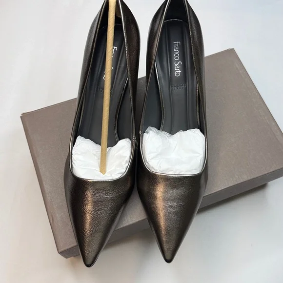 Franco Sarto Giovanna Pump- Pewter Metallic Faux Leather- Size 8.5M